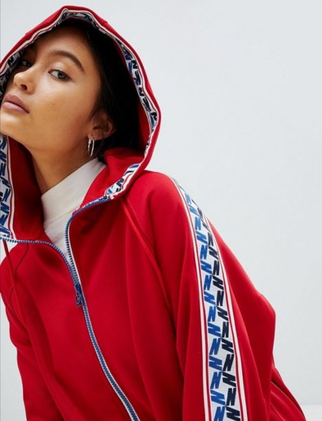 nike half zip hoodie with taped side stripe